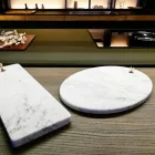 Round Design White Carrara Marble Cutting Board Made in Italy - Masha Viadurini