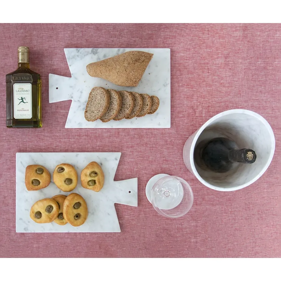 Modern Cutting Board in White Carrara Marble Made in Italy - Biblon Viadurini