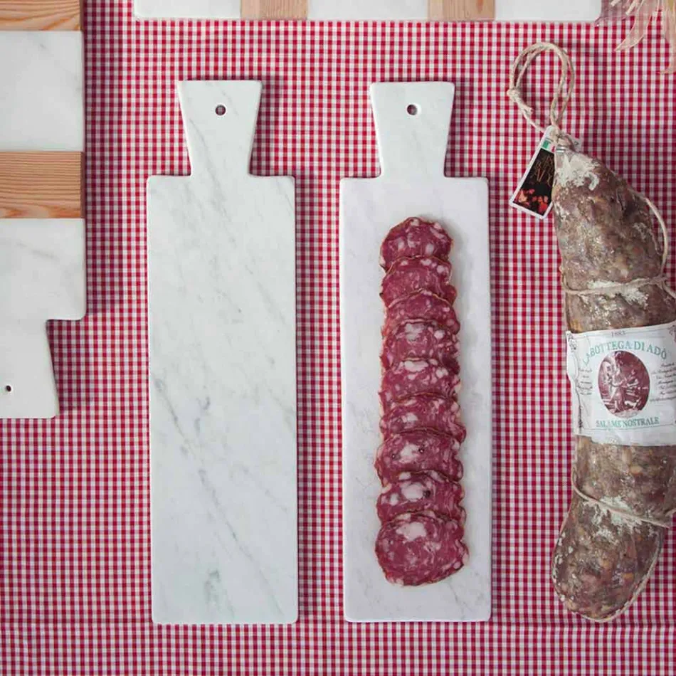 Modern Cutting Board in White Carrara Marble Made in Italy - Biblon Viadurini