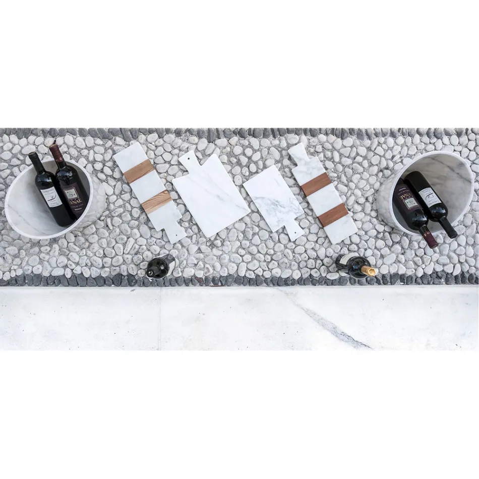 Modern Cutting Board in White Carrara Marble Made in Italy - Biblon Viadurini