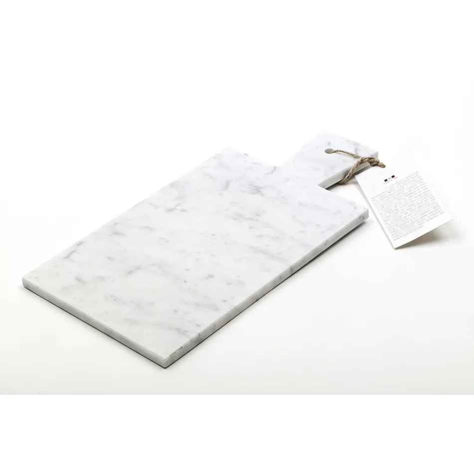 Modern Cutting Board in White Carrara Marble Made in Italy - Biblon Viadurini