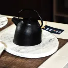 Modern Oval Cutting Board in White Carrara Marble Made in Italy - Masha Viadurini