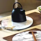 Modern Oval Cutting Board in White Carrara Marble Made in Italy - Masha Viadurini