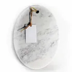 Modern Oval Cutting Board in White Carrara Marble Made in Italy - Masha Viadurini