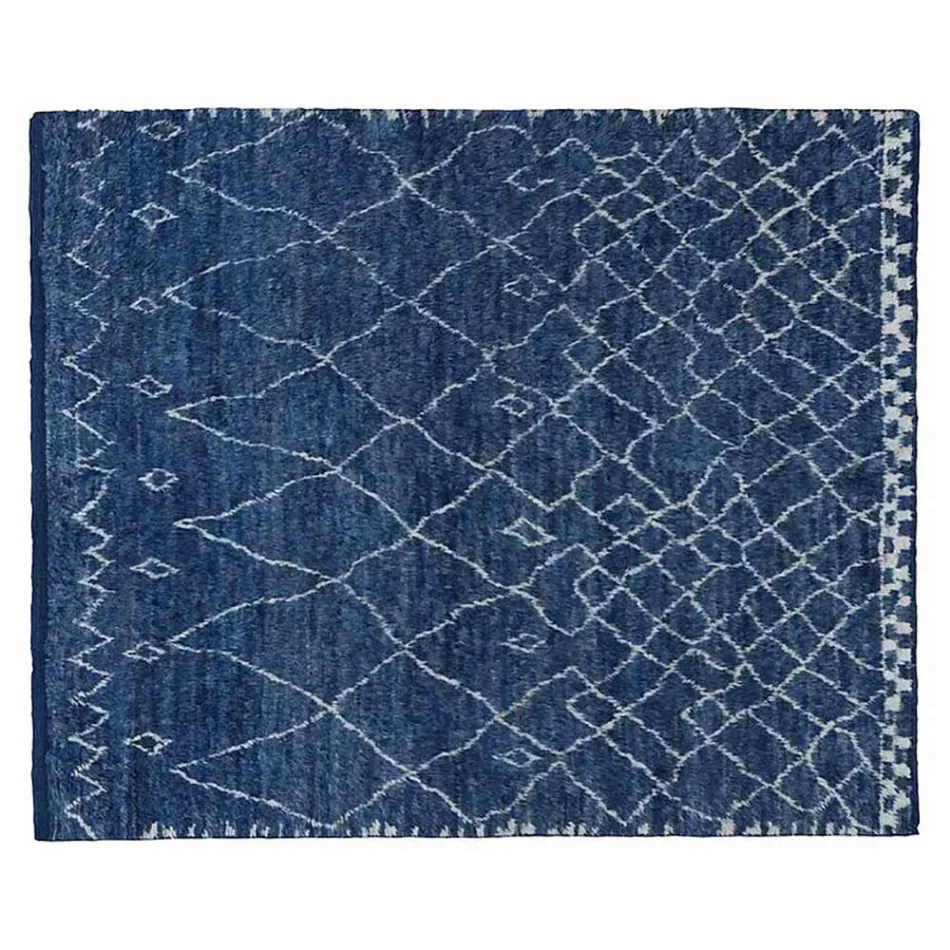 Handcrafted Long Pile Wool Rug Hand Knotted in Türkiye - Benedetta Viadurini