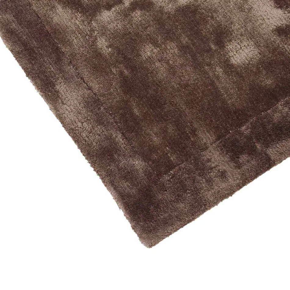 Bordered Rug in Cotton and Colored Viscose for Living Room - Planetarium Viadurini