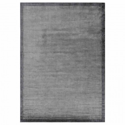 Bordered Rug in Cotton and Colored Viscose for Living Room - Planetarium Viadurini