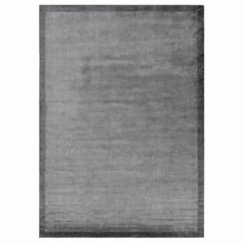 Bordered Rug in Cotton and Colored Viscose for Living Room - Planetarium Viadurini