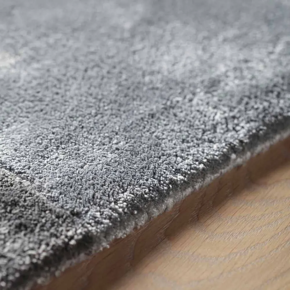 Bordered Rug in Cotton and Colored Viscose for Living Room - Planetarium Viadurini