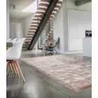 Bordered Rug in Cotton and Colored Viscose for Living Room - Planetarium Viadurini
