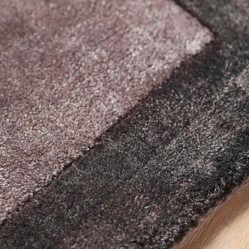 Bordered Rug in Cotton and Colored Viscose for Living Room - Planetarium Viadurini