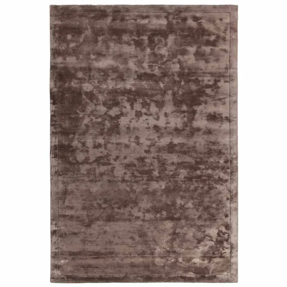 Bordered Rug in Cotton and Colored Viscose for Living Room - Planetarium Viadurini