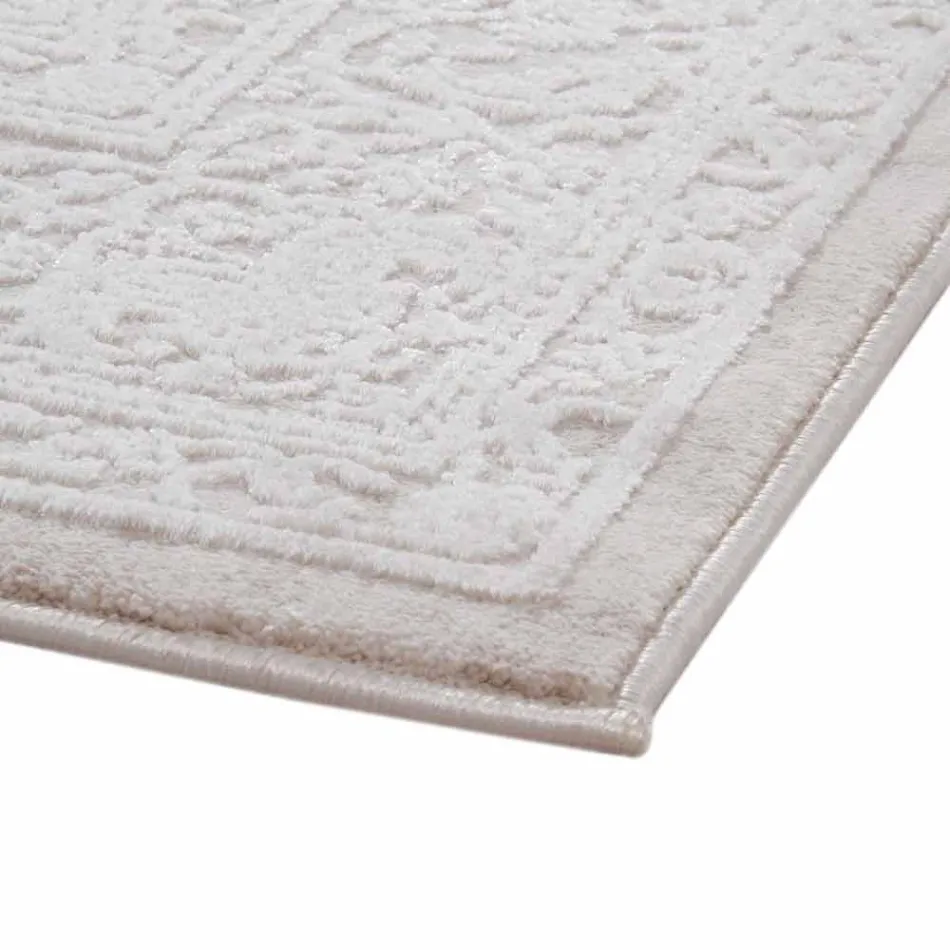 Design Rug with Beige Design in Polyester and Viscose - Occitania Viadurini