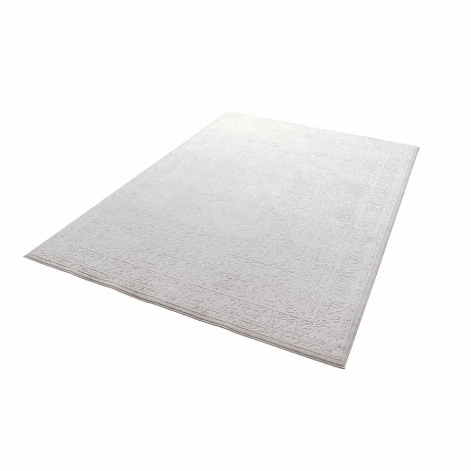 Design Rug with Beige Design in Polyester and Viscose - Occitania Viadurini