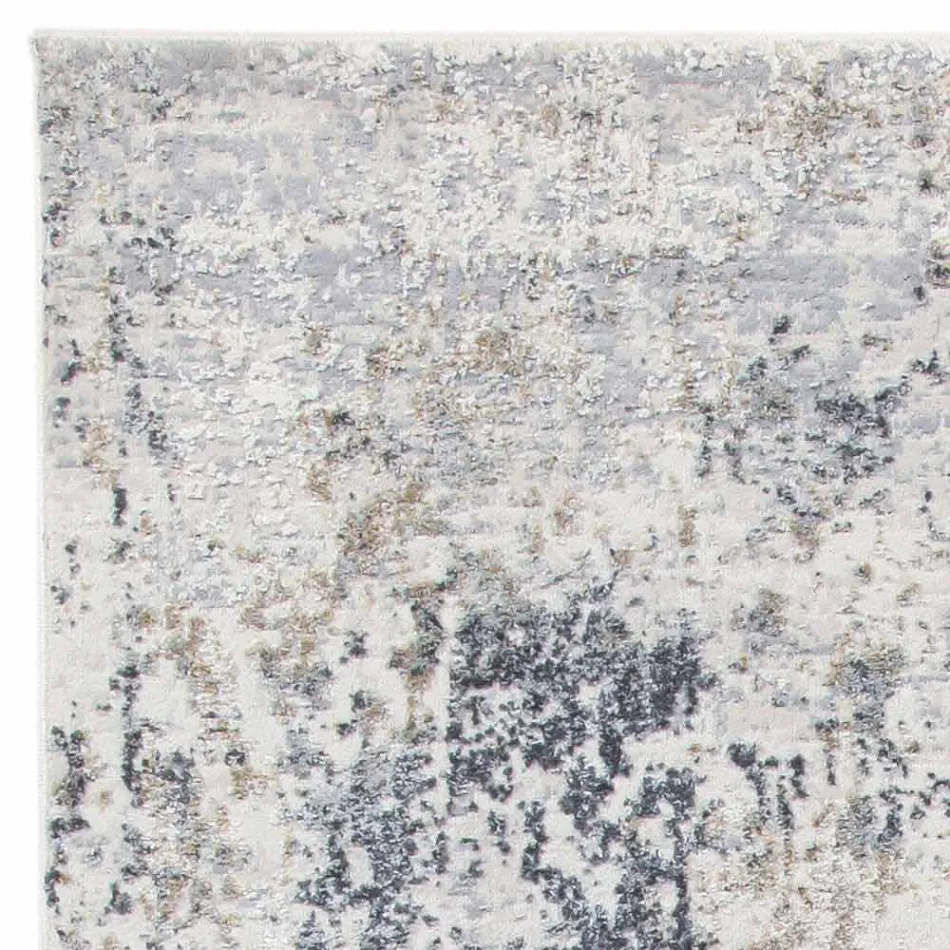 Design Rug with Beige Design in Polyester and Viscose - Occitania Viadurini