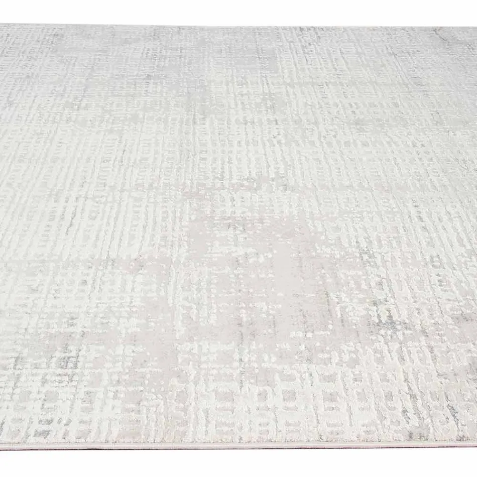Design Rug with Beige Design in Polyester and Viscose - Occitania Viadurini