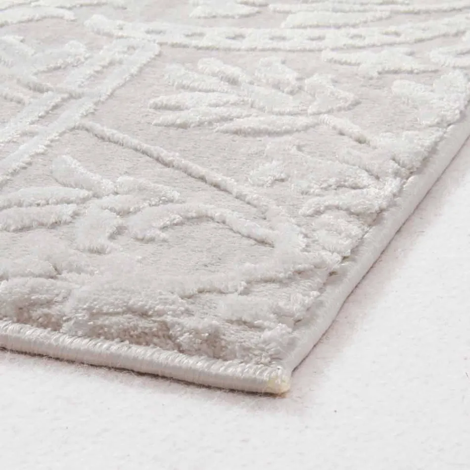 Design Rug with Beige Design in Polyester and Viscose - Occitania Viadurini
