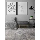 Designer Rug in Viscose and Acrylic Gray Beige with Design - President Viadurini