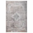Designer Rug in Viscose and Acrylic Gray Beige with Design - President Viadurini