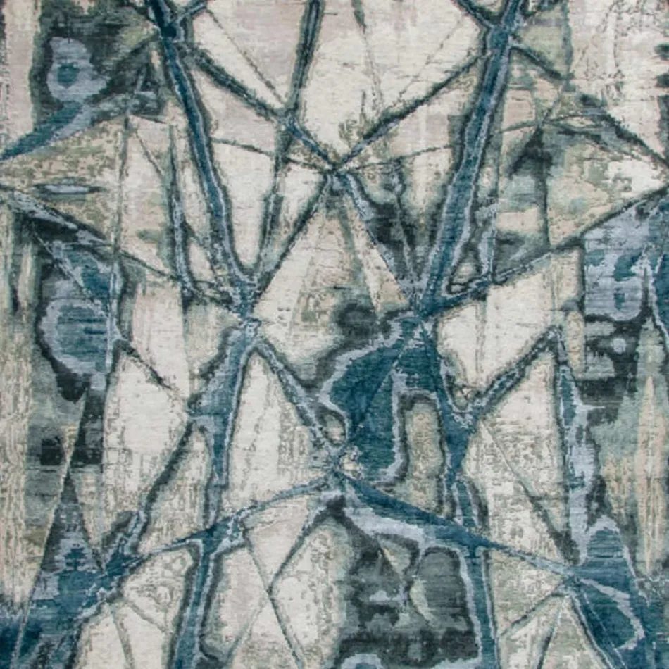 Modern Design Patterned Living Room Carpet in Bamboo Silk and Wool - Laptos Viadurini