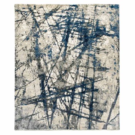 Modern Design Patterned Living Room Carpet in Bamboo Silk and Wool - Laptos Viadurini