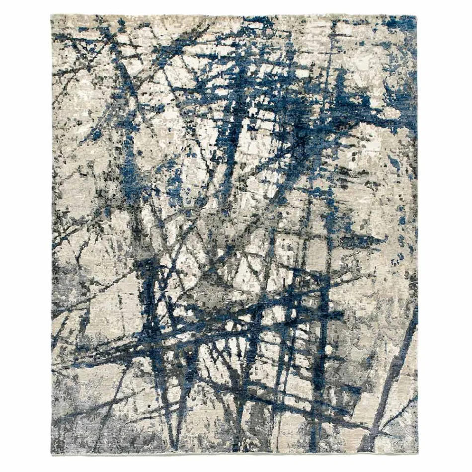 Modern Design Patterned Living Room Carpet in Bamboo Silk and Wool - Laptos Viadurini