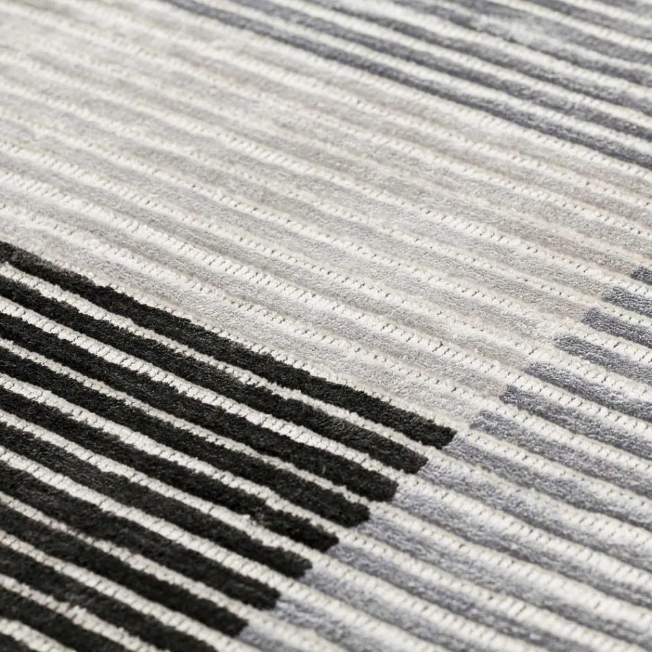 Handmade Modular Colored Viscose Rug Woven in India - Gilberto Viadurini