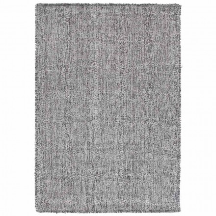 Large and Modern Design Fringed Wool Rug Black or Cream - Jacqueline Viadurini