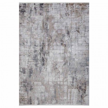 Gray Beige Anti-Slip Rug in Viscose and Acrylic with Design - President Viadurini