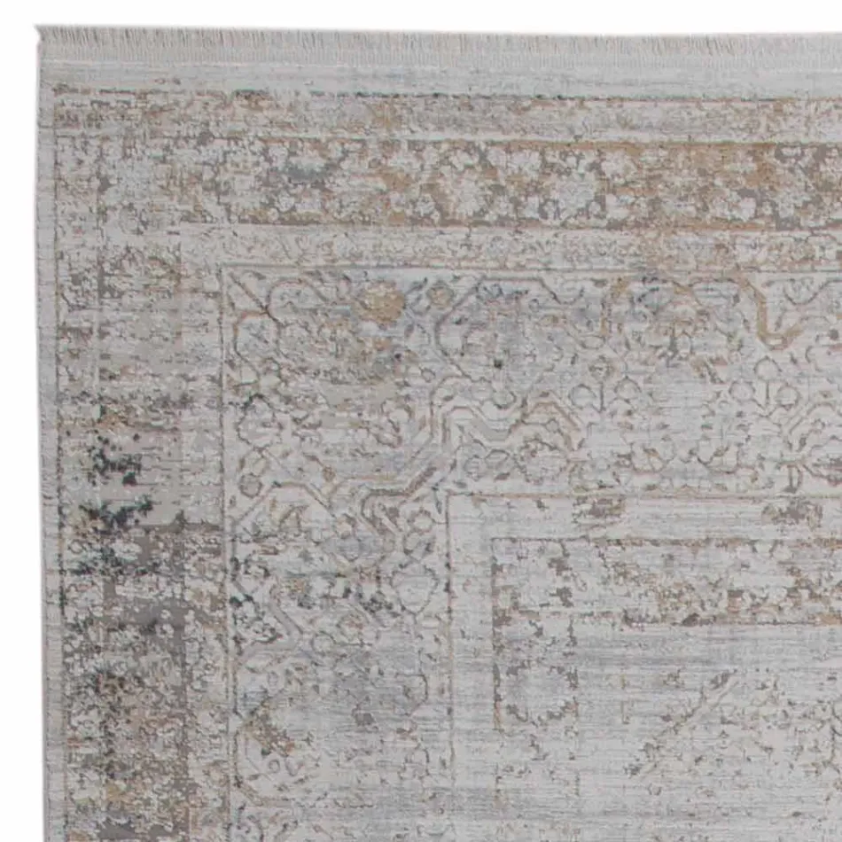Acrylic and Viscose Anti-Slip Rug with Gray Beige Design - President Viadurini