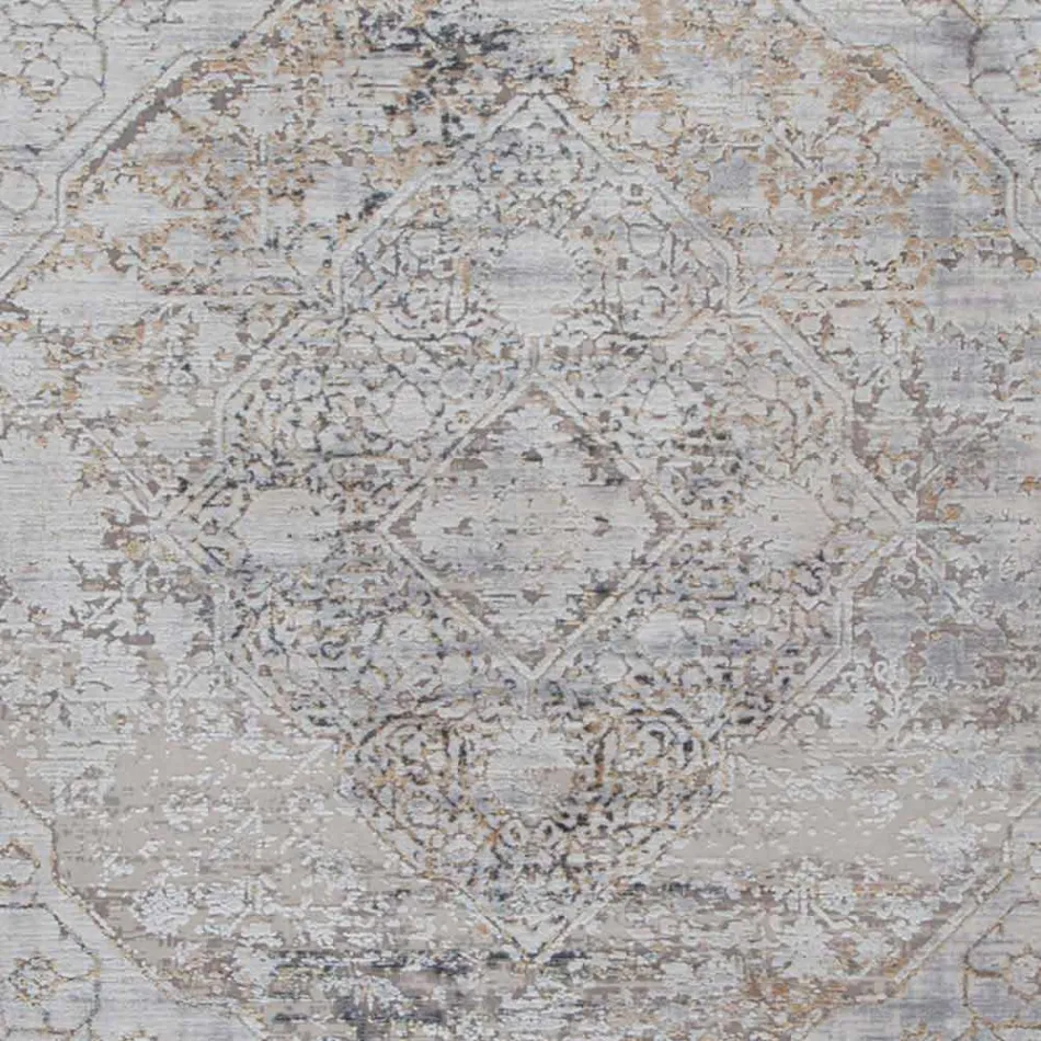 Acrylic and Viscose Anti-Slip Rug with Gray Beige Design - President Viadurini