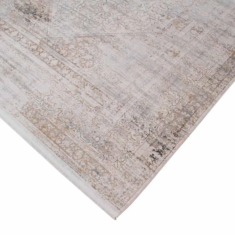 Acrylic and Viscose Anti-Slip Rug with Gray Beige Design - President Viadurini
