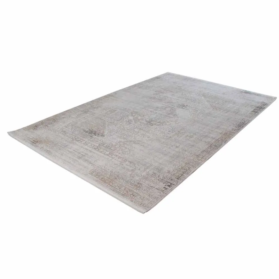 Acrylic and Viscose Anti-Slip Rug with Gray Beige Design - President Viadurini