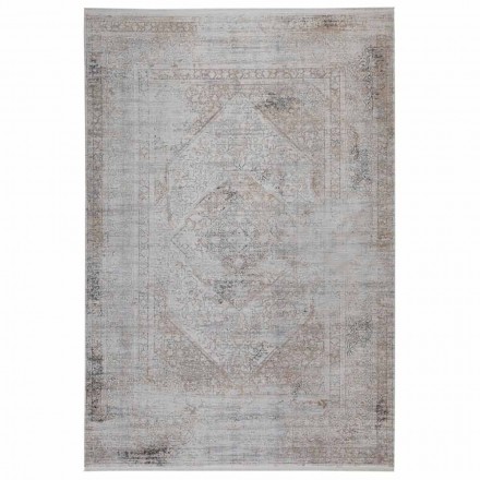 Acrylic and Viscose Anti-Slip Rug with Gray Beige Design - President Viadurini