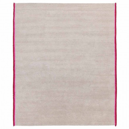 Viscose and Cotton Rug with Colored Fringes in Silk Modern Design - Garbino Viadurini