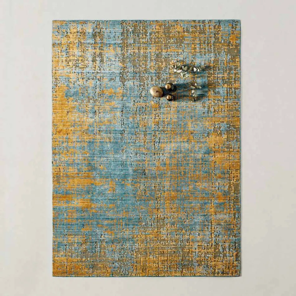 Modern Hand-Knotted Living Room Carpet in Bamboo Silk and Cotton - Buba Viadurini