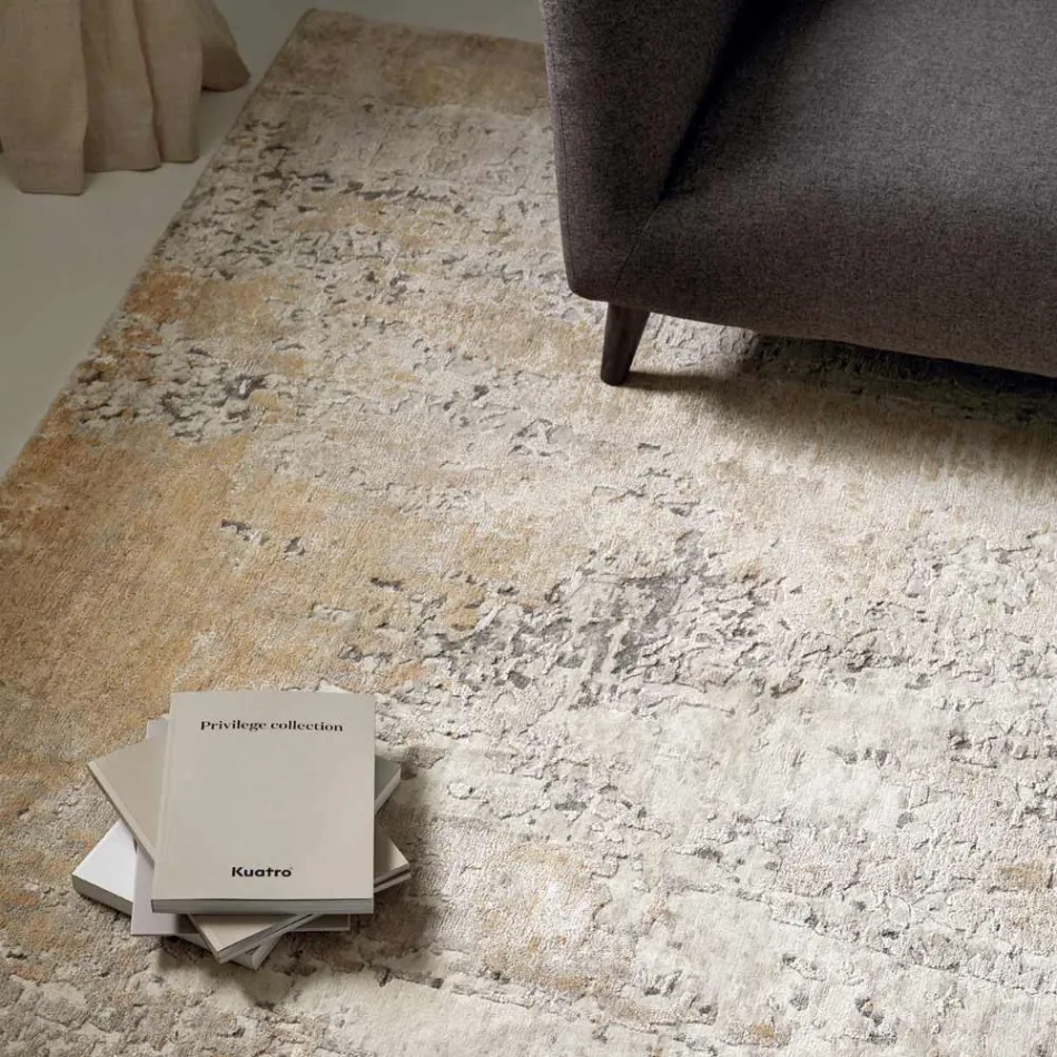 Modern Elegant Design Living Room Carpet in Bamboo Silk and Wool - Pasha Viadurini