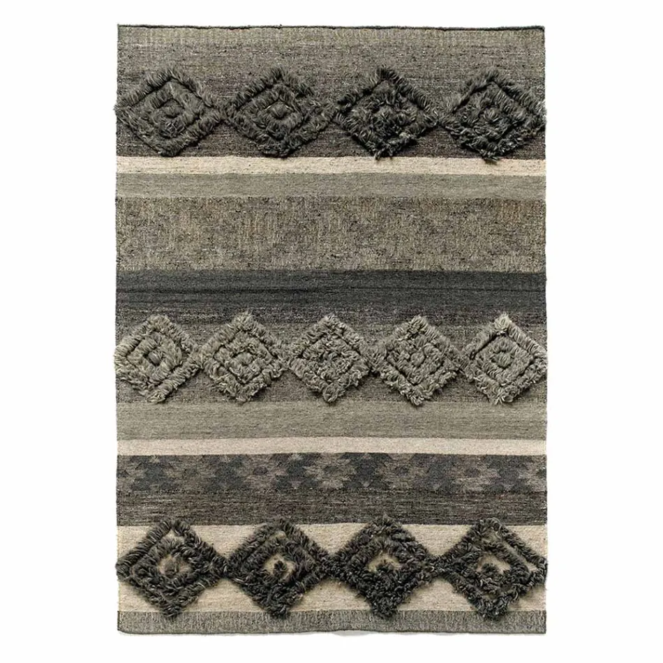 Rectangular Carpet in Wool, Cotton and Viscose for Modern Living Room - Zorro Viadurini