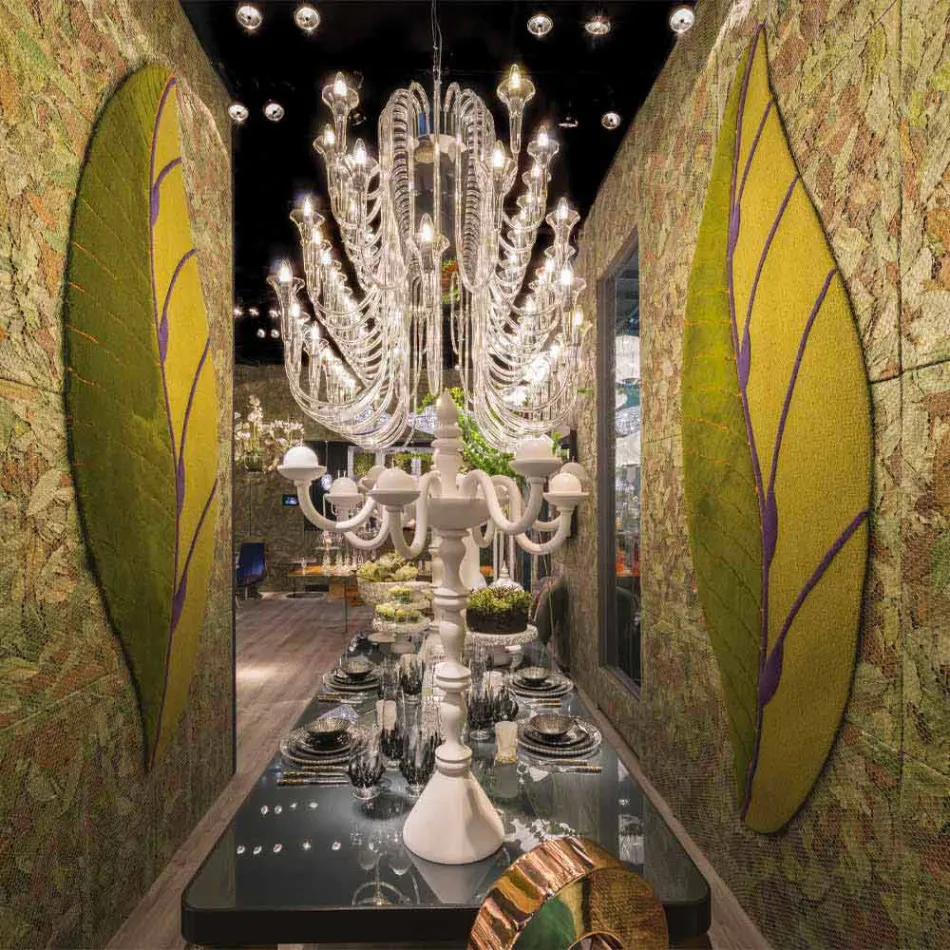 Leaf Shaped Living Room Rug in Hand-Tufted Wool Made in Italy - Acino Viadurini