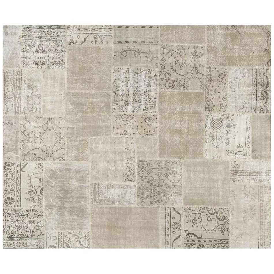 Artisan Patchwork Living Room Carpet Hand Knotted in Türkiye - Raimund Viadurini
