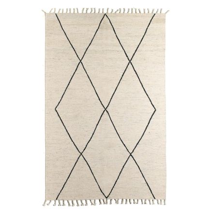 Wool and Cotton Living Room Carpet with Modern Geometric Design - Metria Viadurini