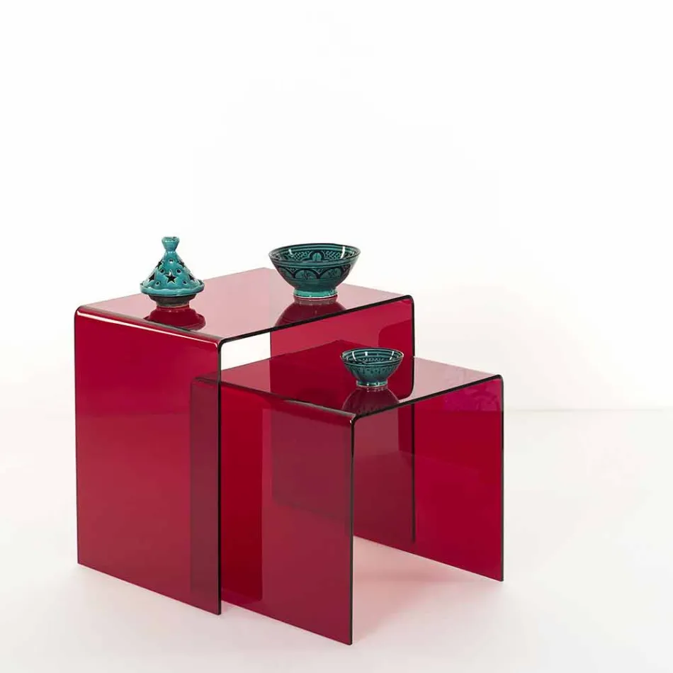 Design tables in colored plexiglass produced in Italy, Spinoso Viadurini