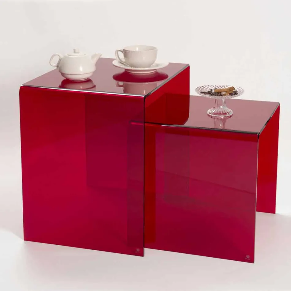 Design tables in colored plexiglass produced in Italy, Spinoso Viadurini