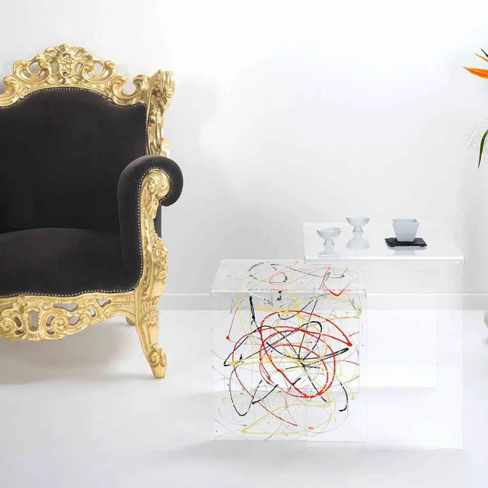 Design tables in colored plexiglass produced in Italy, Spinoso Viadurini