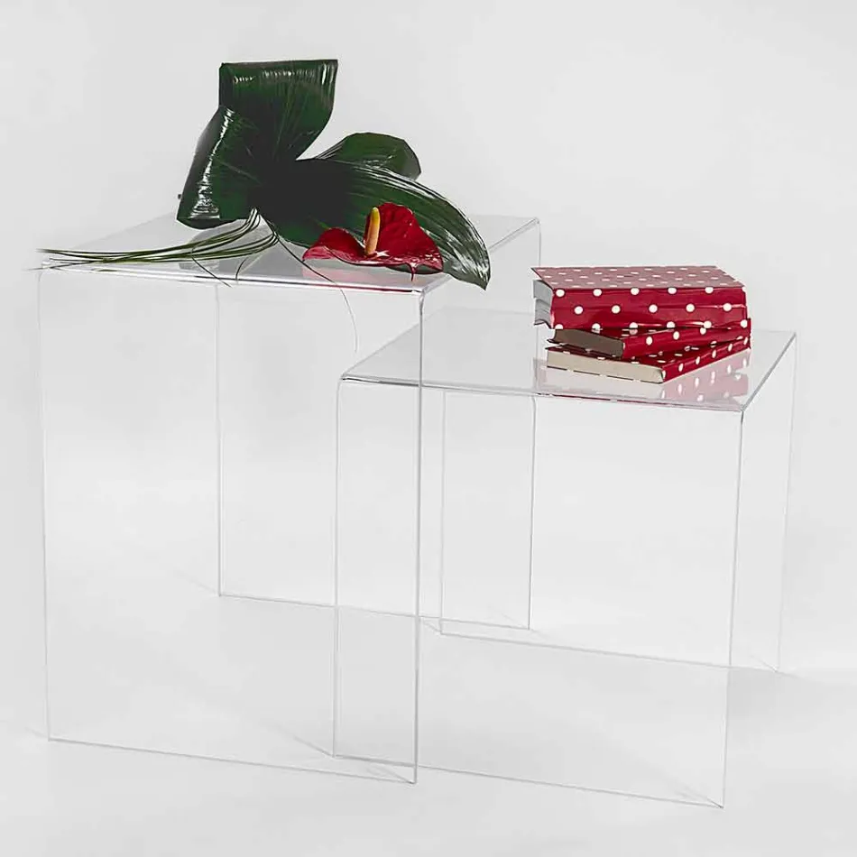 Design tables in colored plexiglass produced in Italy, Spinoso Viadurini