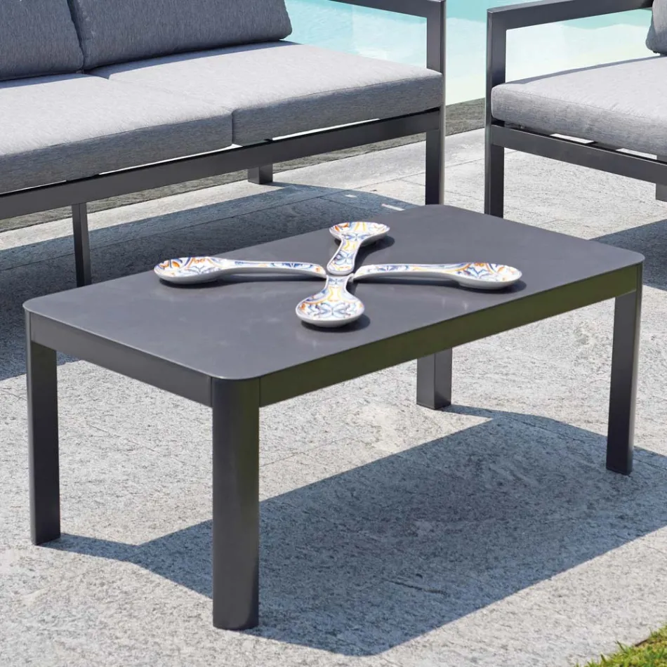 100x55 cm Garden Table in Aluminum with Different Finishes - Mickey Mouse Viadurini