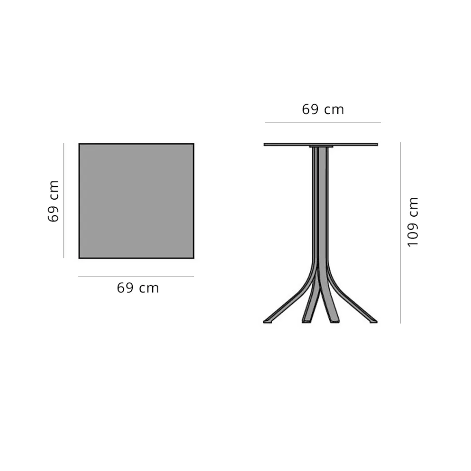 High Outdoor Bar Table with 4 Legs in Aluminum in 2 Colors - Filomena Viadurini