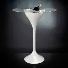 High Coffee Table in Glass and Polyethylene with Bottle Holder Made in Italy - Krakow Viadurini