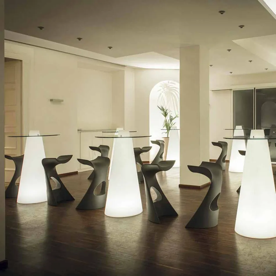 Slide Peak high table (H120) polyethylene and glass made in Italy Viadurini