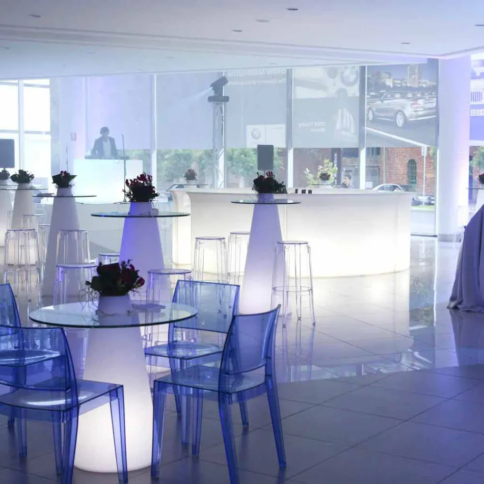 Slide Peak high table (H120) polyethylene and glass made in Italy Viadurini